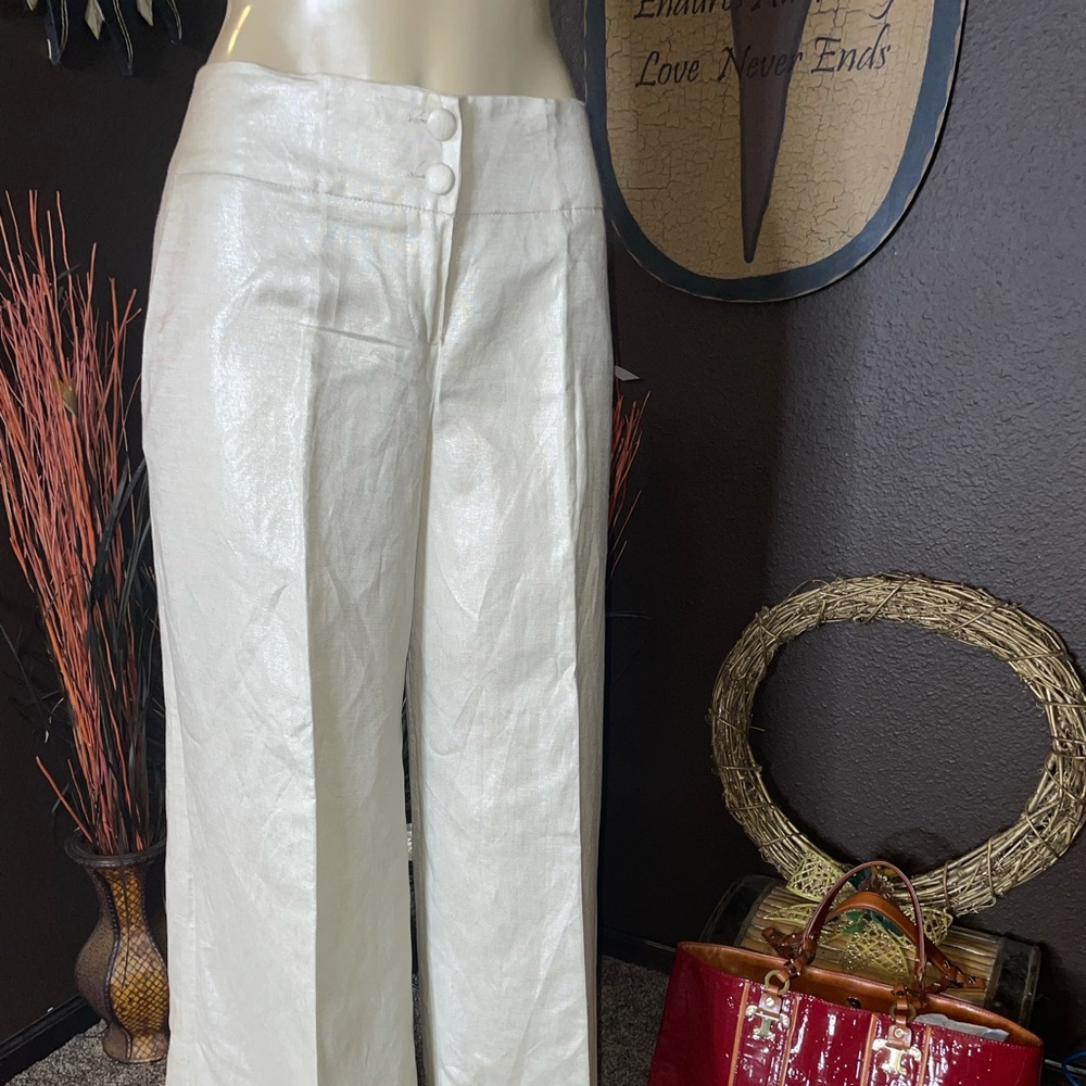 #39🎊🤩NWT 12 Sandro Sportswear Gold Simmering Linen Pants